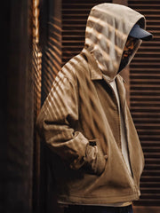 コーデュロイハリントンジャケットの着用イメージ