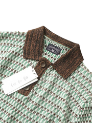 ジオメトリックジャカードニットポロ