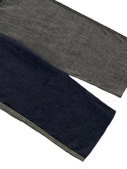 ジオメトリックパッチワークワイドデニムオーバーオール