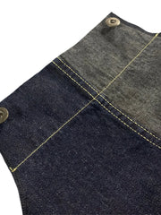 ジオメトリックパッチワークワイドデニムオーバーオール