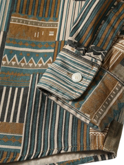 ジオメトリックパネル長袖シャツ