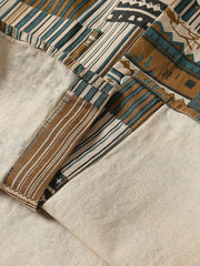 ジオメトリックパネル長袖シャツ