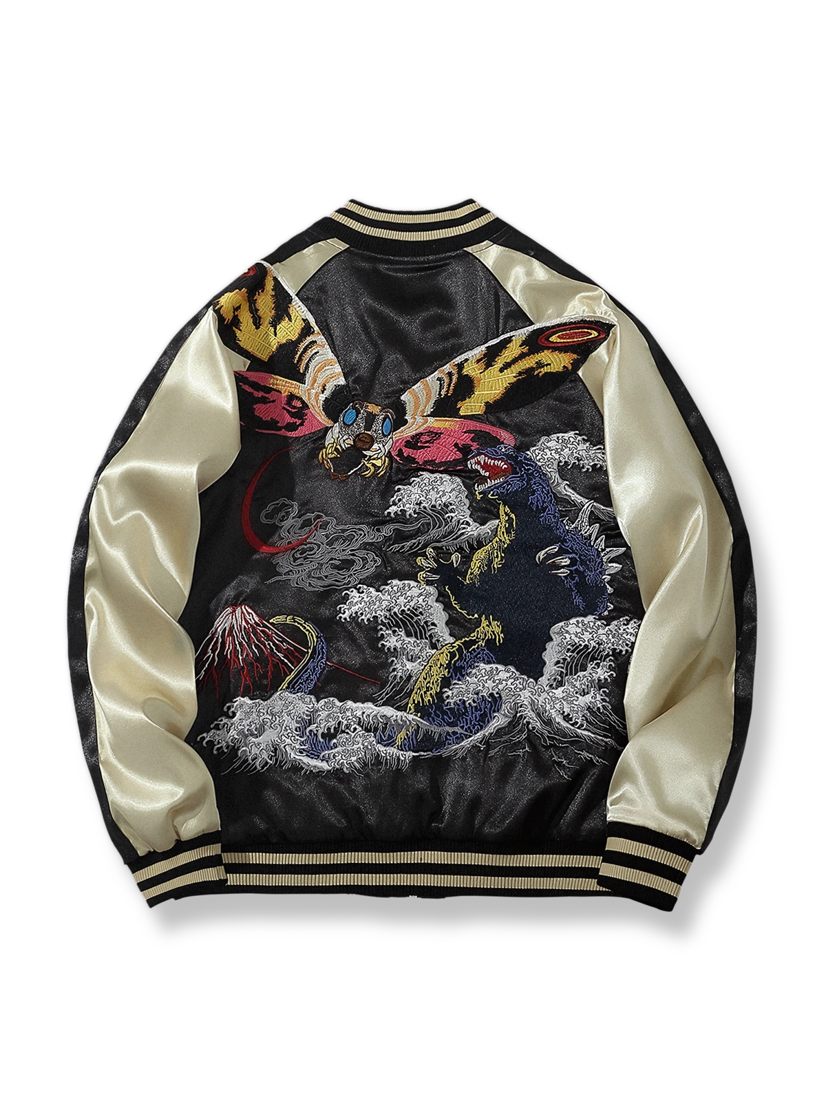 ゴジラとモスラの刺繍が映えるスーベニアジャケット