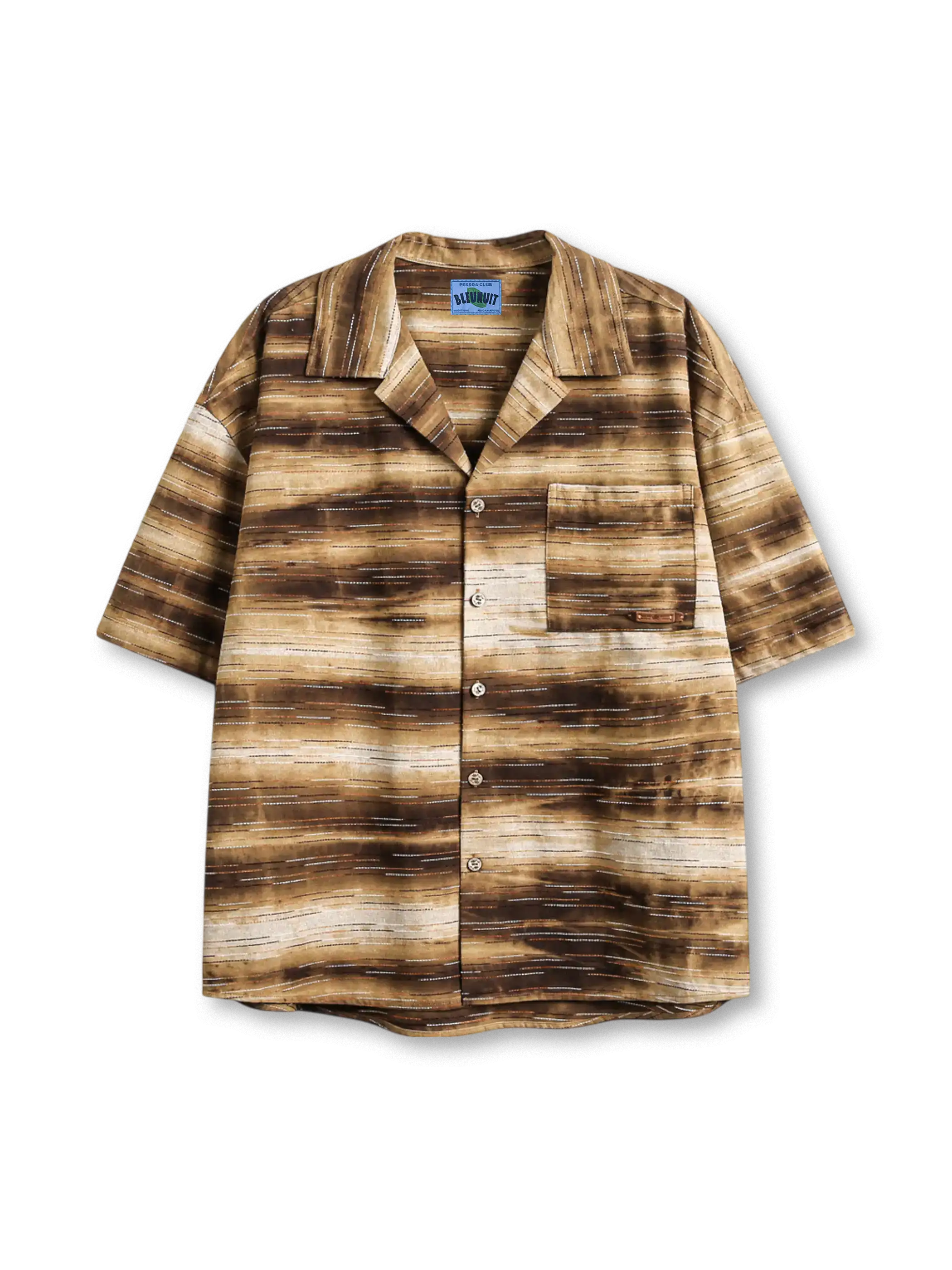 ブラウンからベージュへの植物染めグラデーションが映えるキューバカラーシャツ