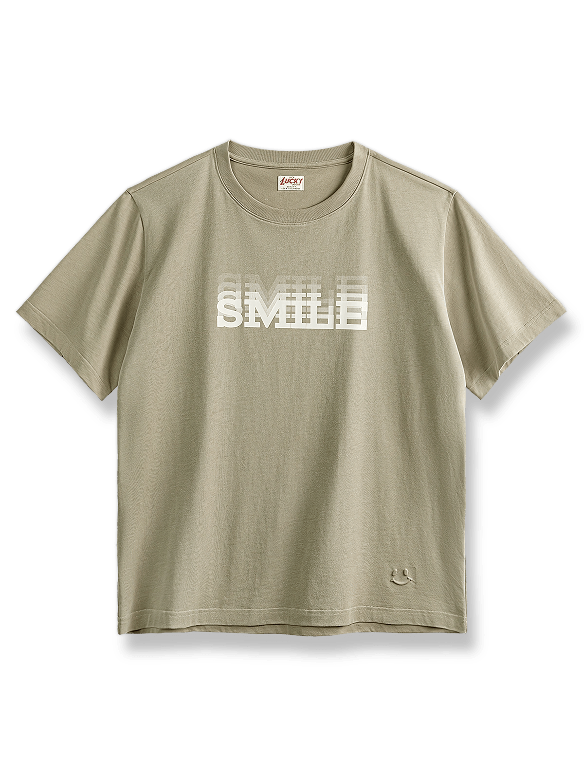 グラデーションレターシャドープリントの全綿Tシャツ