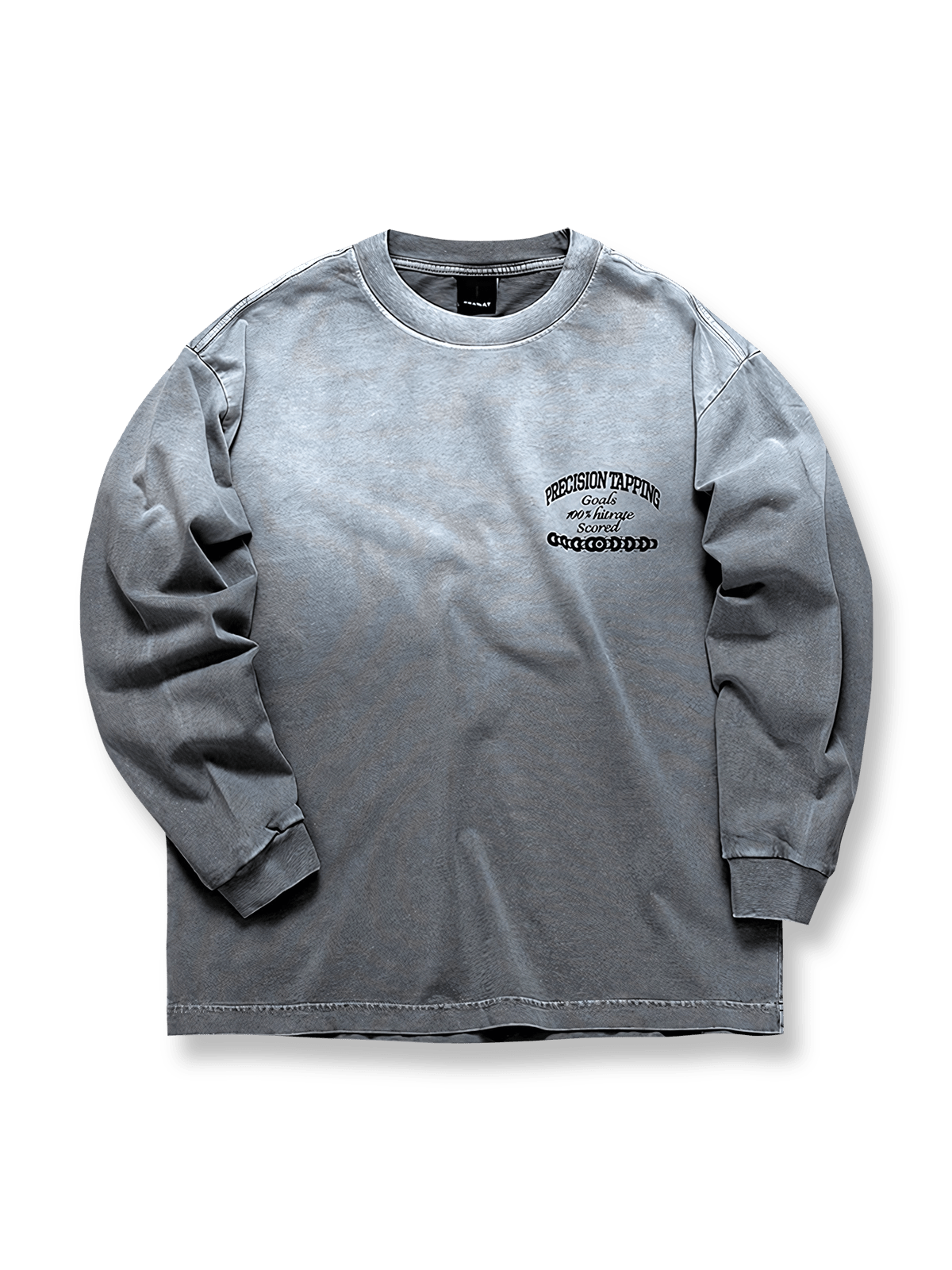 グラデーションウォッシュ加工の英字プリント長袖Tシャツ