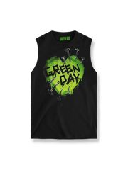 Green Day Tシャツ前面のヴィンテージバイク図柄、パンクスタイルTシャツ