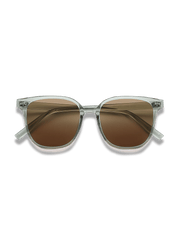 グリーンフレームにブラウンレンズのサングラスと革ケース付き