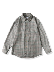 グリーンのタータンチェック柄長袖シャツ