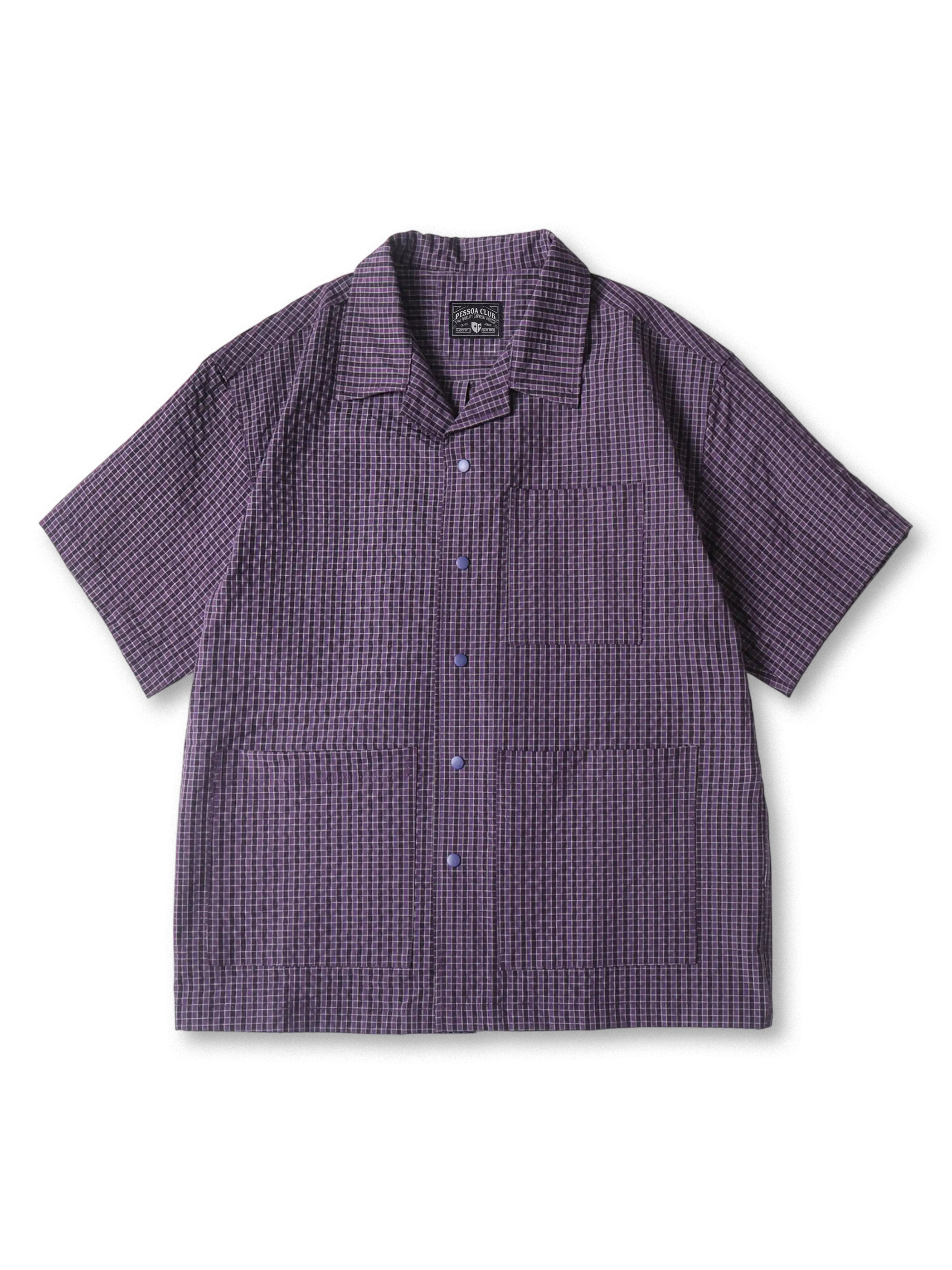 防水速乾ワッフルジャージ素材の格子柄が特徴のルーズフィットワークシャ