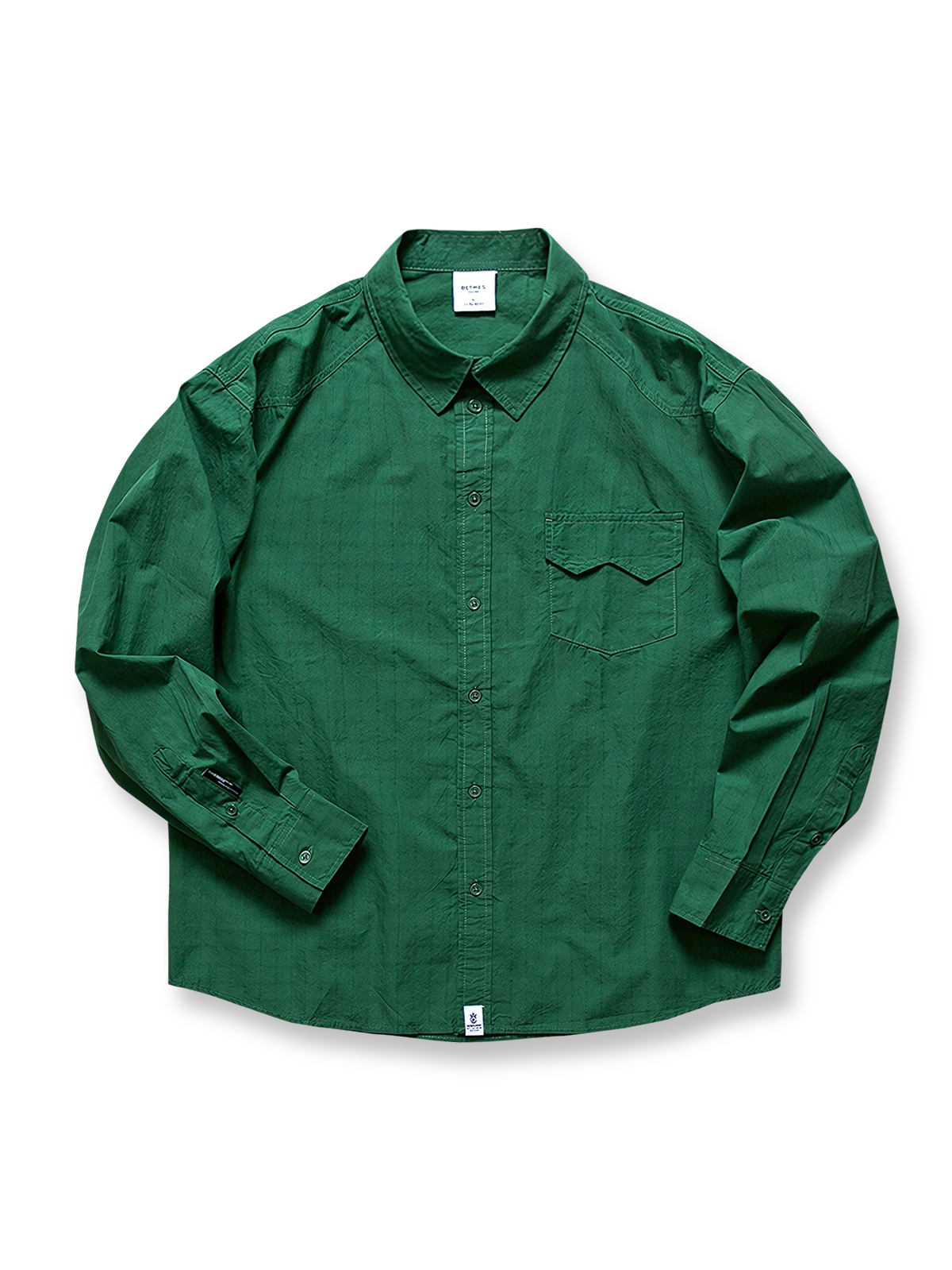 格子織りのコーマコットン長袖シャツ