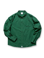 格子織りのコーマコットン長袖シャツ