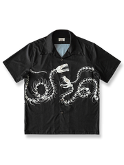 スネークボーン柄を手描きで施したハワイアンシャツ