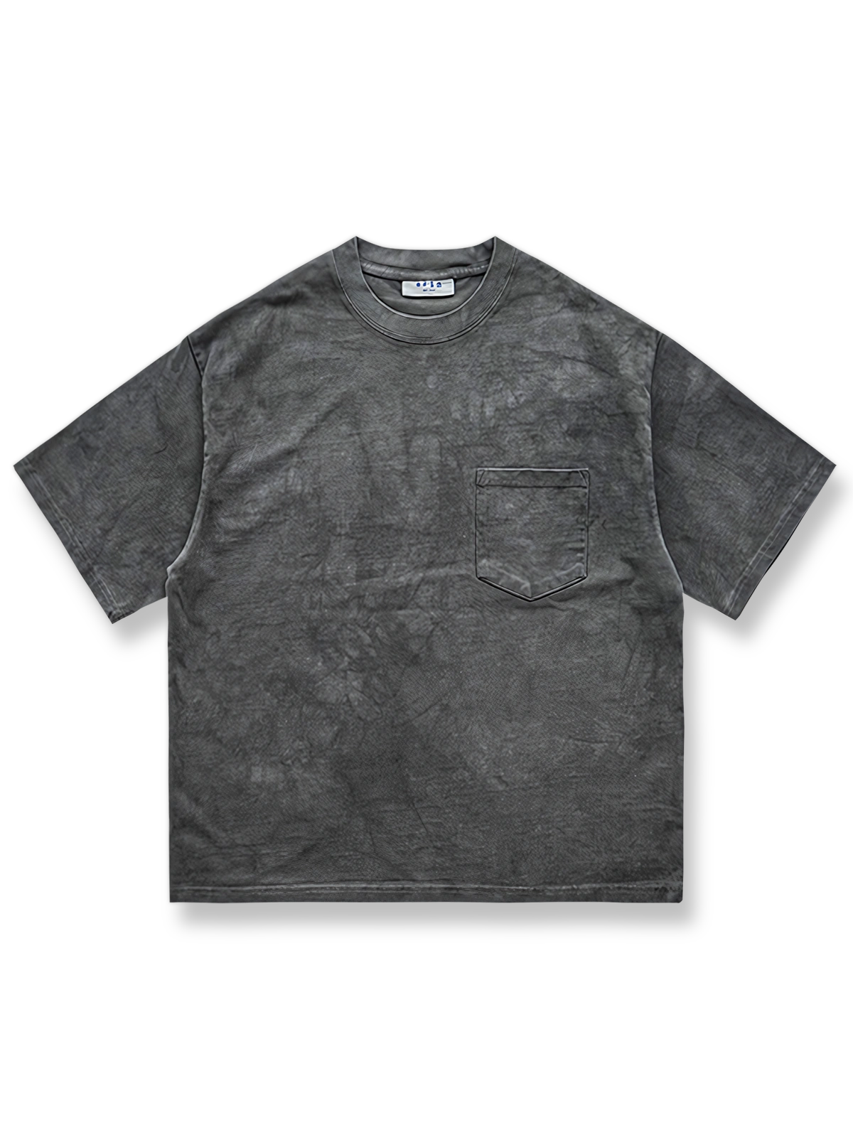 グレーのアイスダイ染め手作りTシャツ