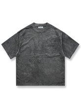 グレーのアイスダイ染め手作りTシャツ