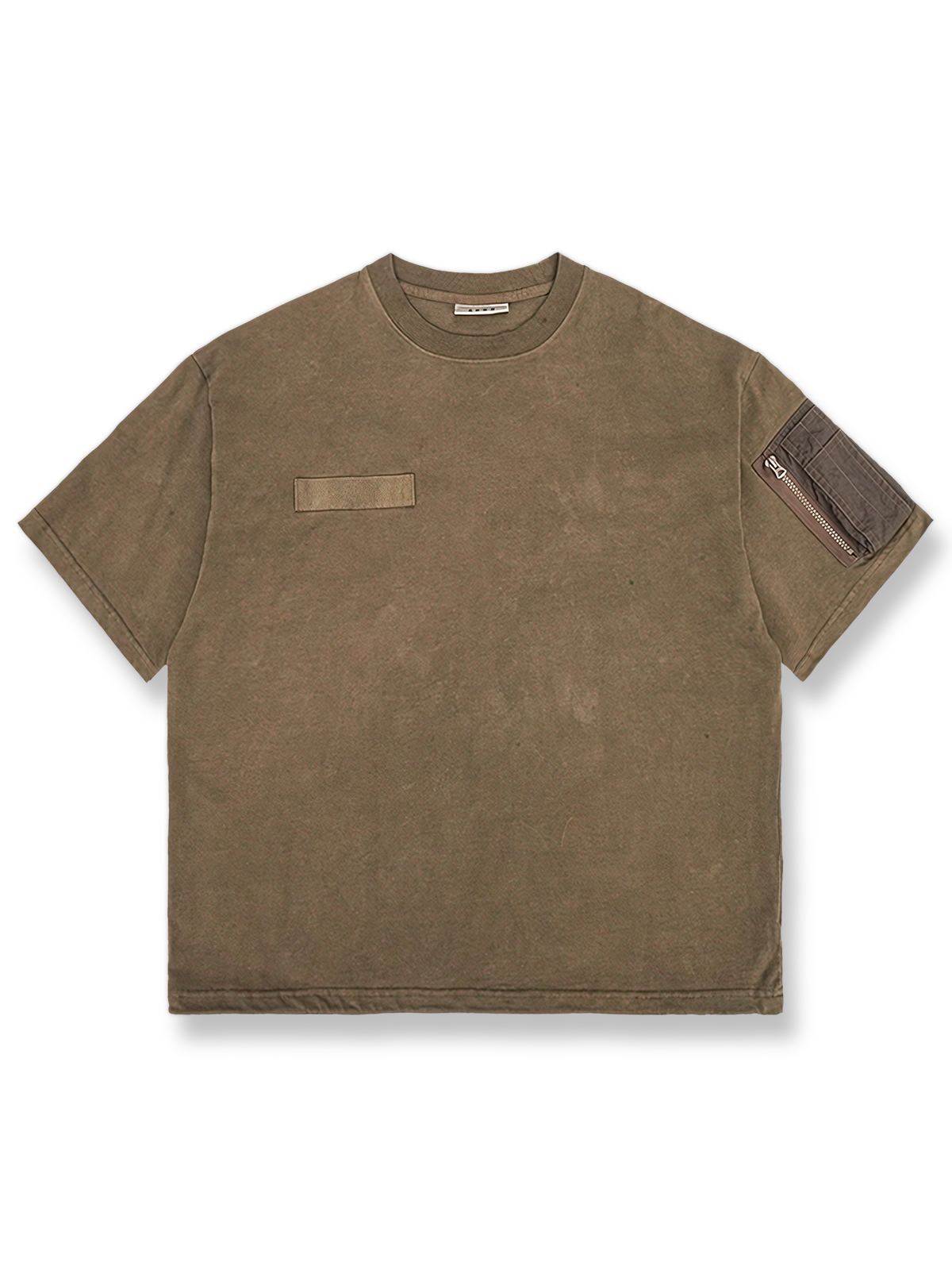 MA‑1フライトジャケット風ディテールと植物染色が特徴の手作り半袖Tシャツ