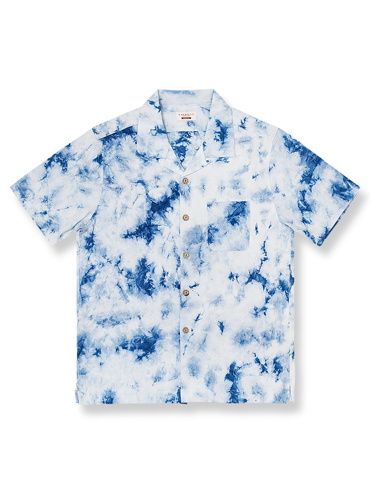 植物手染めタイダイブルーハワイアンシャツ
