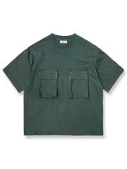 手作り伝統植物染め四つポケット付き半袖Tシャツの前面が見える商品画像