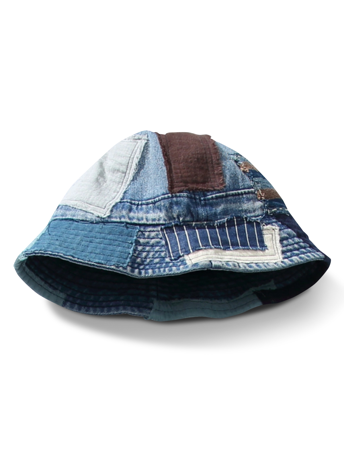 手作り古布パッチワークのバケットハット