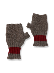 パイナップル柄の編み目が特徴の手作りウールハーフフィンガーグローブ。保温性と指先の自由度を両立したユニセックスデザイン。