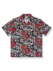 般若と天狗のタトゥーデザインが施されたハワイアンシャツ