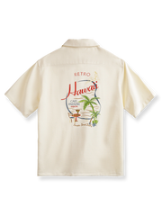 畳刺繍が施されたアメリカンヴィンテージ風ハワイアン半袖シャツ