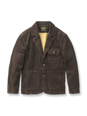 ウォッシュ加工のヘビーコーデュロイと三つポケットが特徴のルーズブレザージャケット。