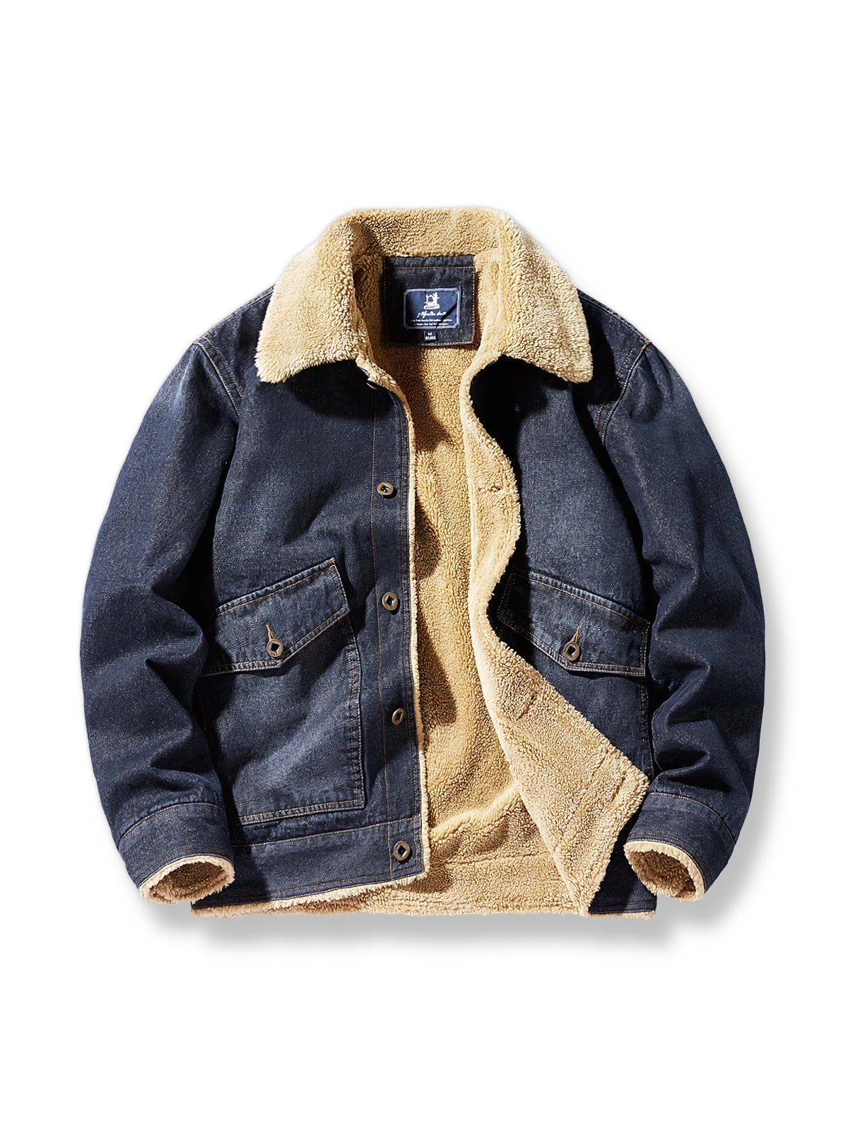 裏起毛フリース付き厚手デニムジャケット