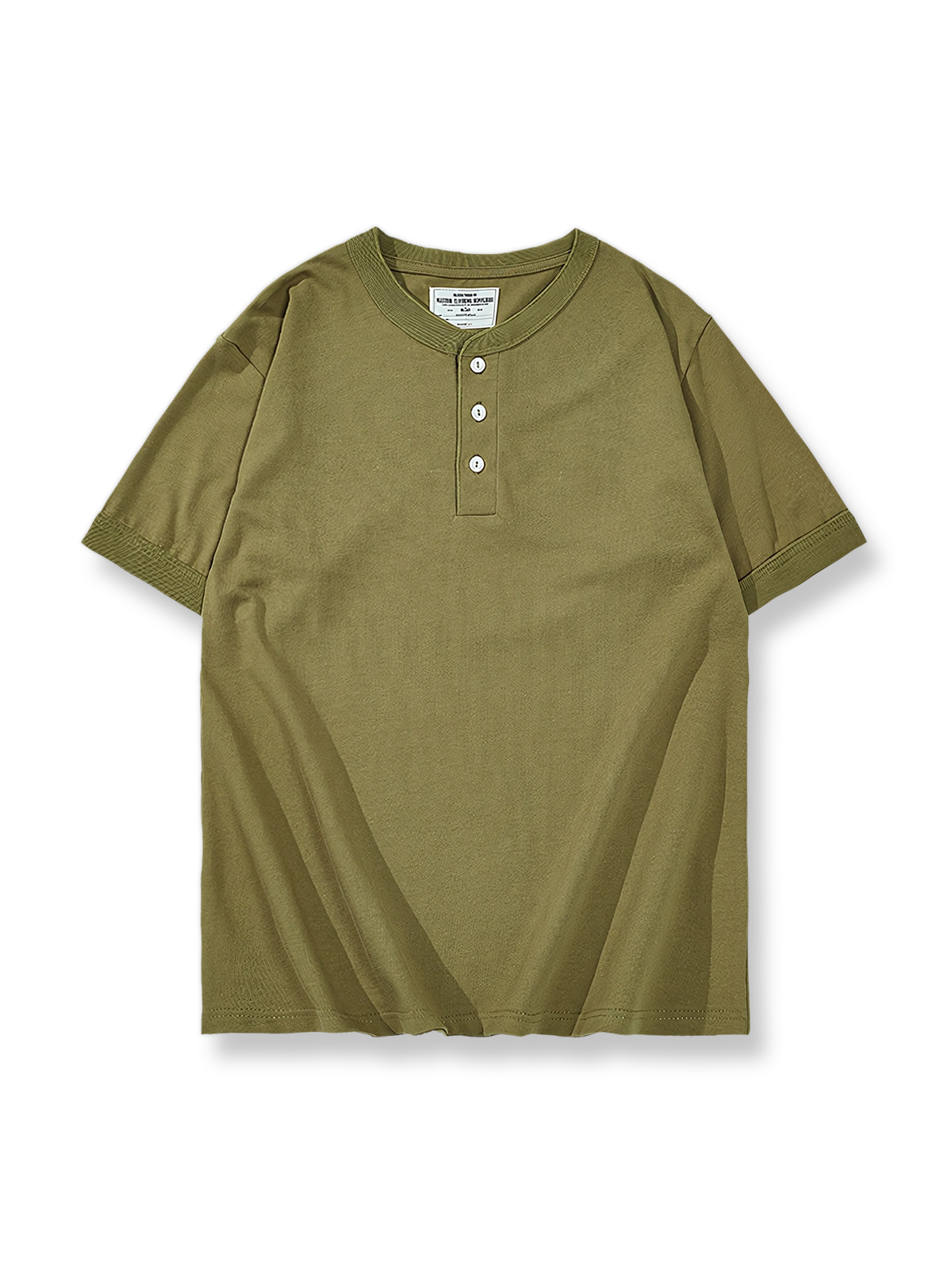 230gダブルヤーンコットンのヘビーウェイトヘンリーネック半袖Tシャツ