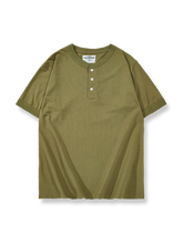 230gダブルヤーンコットンのヘビーウェイトヘンリーネック半袖Tシャツ