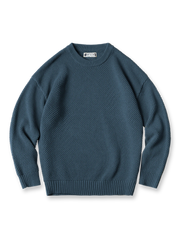 パイナップルステッチとリブ仕上げが特徴のヘビーウェイトパイル編みセーター