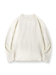 300gヘビーウェイトコットンの無地クルーネック長袖Tシャツ