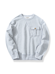 グレーの厚手ポケット付きリラックスフィットスウェットシャツ