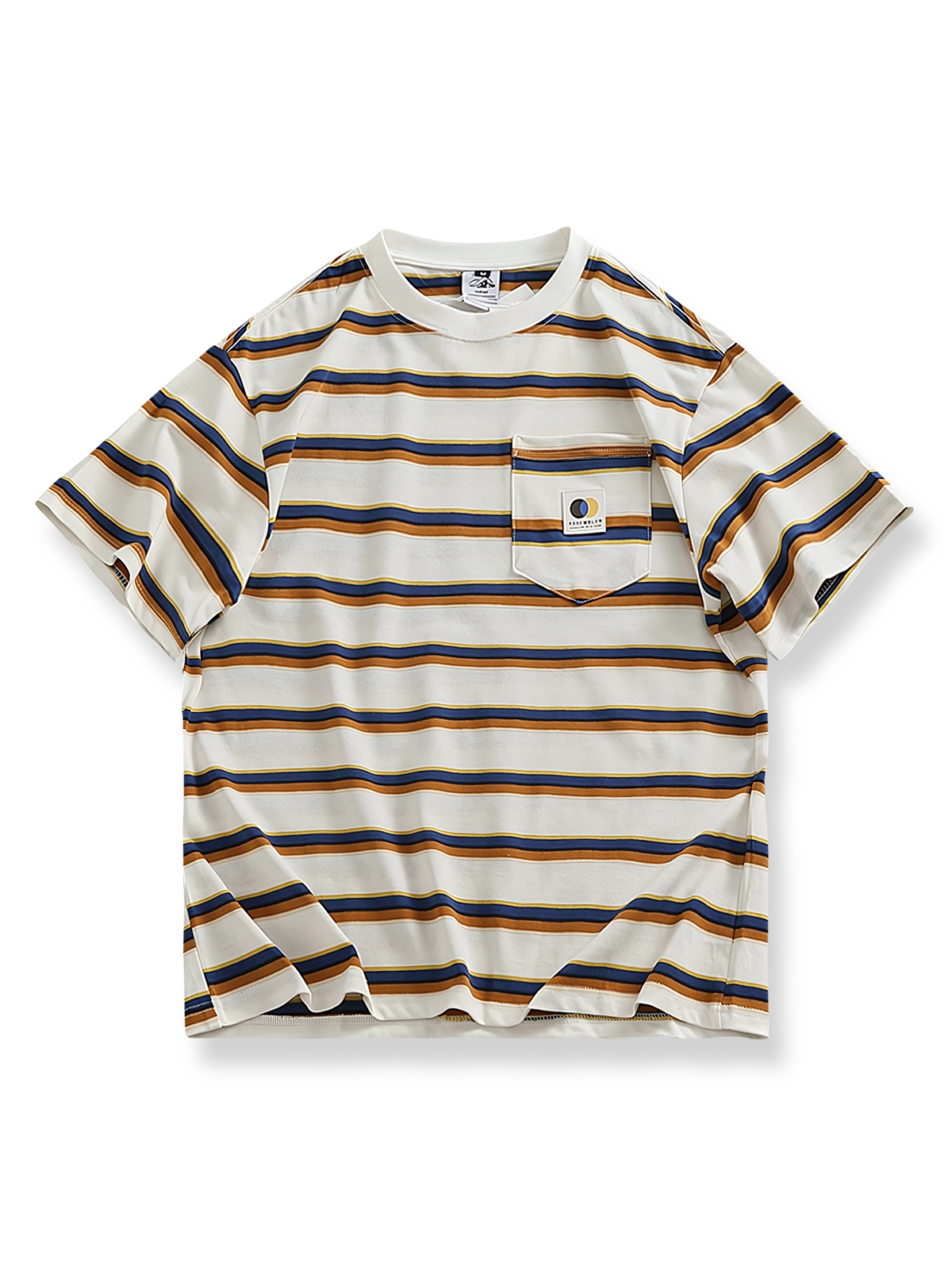 ヘビーウェイトコットンのセーラーストライプTシャツ。