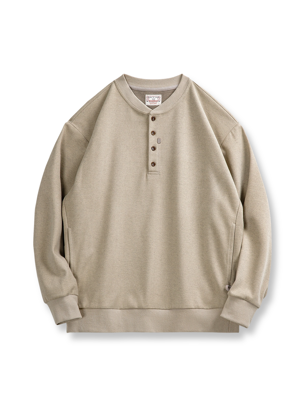 ヘンリーネック バイカラー メランジスウェット