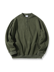 裏起毛フリース裏地のヘンリーネックプルオーバーパーカーの製品イメージ