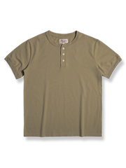 前立てボタン付きのヘンリーネック半袖Tシャツ