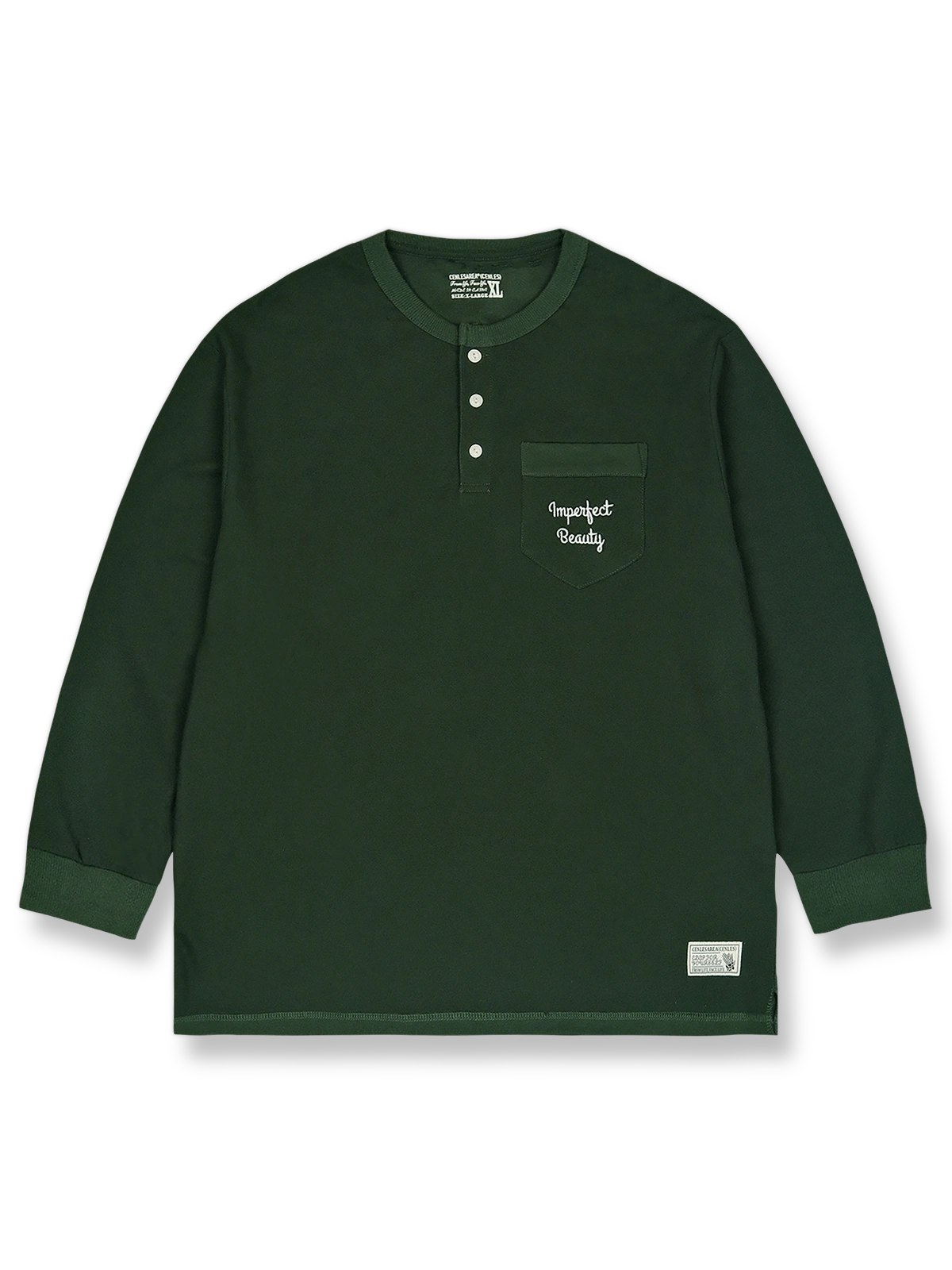 ヘンリーネック長袖Tシャツの全体展示