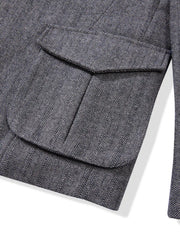 ヘリンボーン ウール混 テーラードジャケット