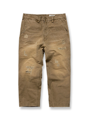 ヘリンボーン生地のヴィンテージダメージワークパンツ