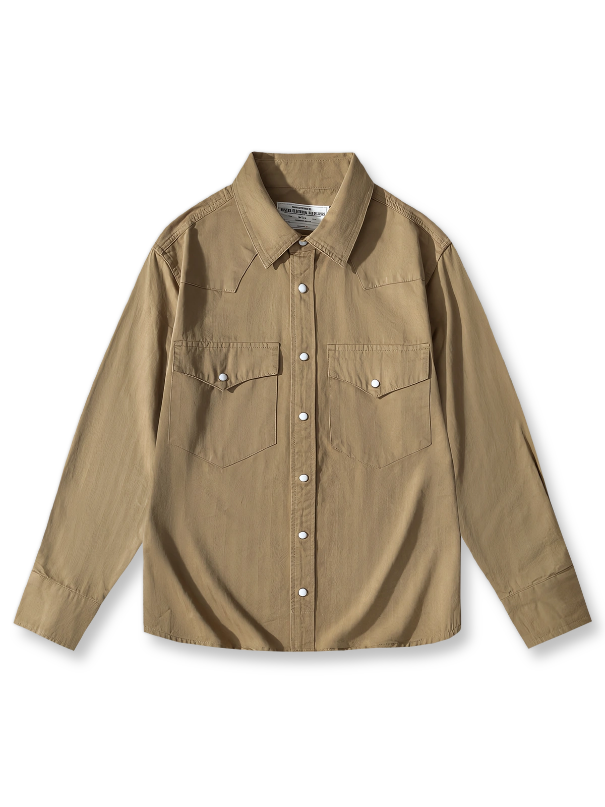 ヘリンボーン織り素材のエンジニアワークウェア風長袖シャツ