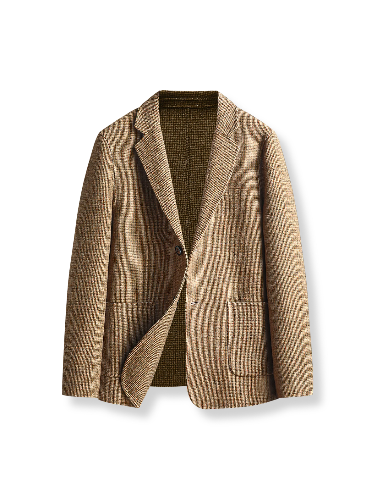 ヘリンボーン柄のダブルフェイスウールを使用したスリムフィット手作りスーツジャケット。