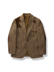 ヘリンボーン柄ウールハンティングジャケットの上品なディテールとシルエット。