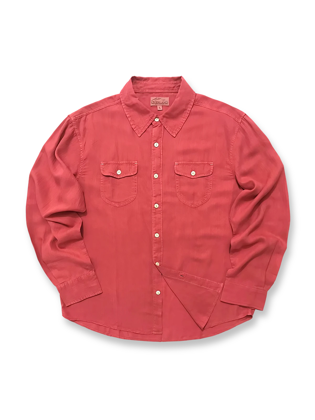 柔らかなヘリンボーン柄の長袖シャツ