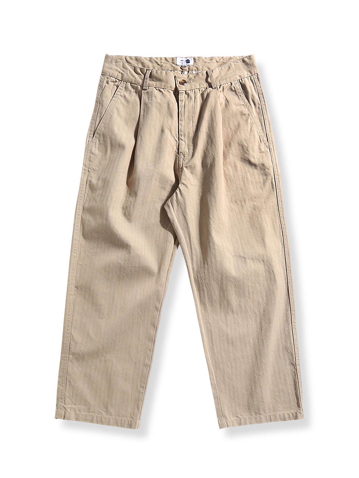 ヘリンボーン織りのゆったりフィットパンツ