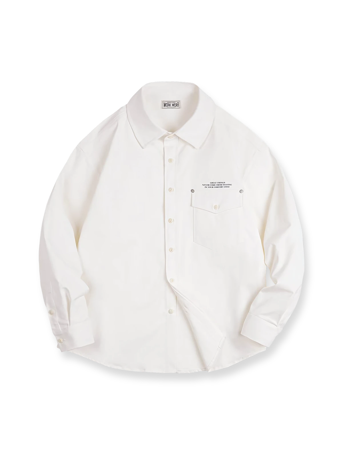 ヘリンボーン生地を使用した耐久性あるワークオーバーシャツ