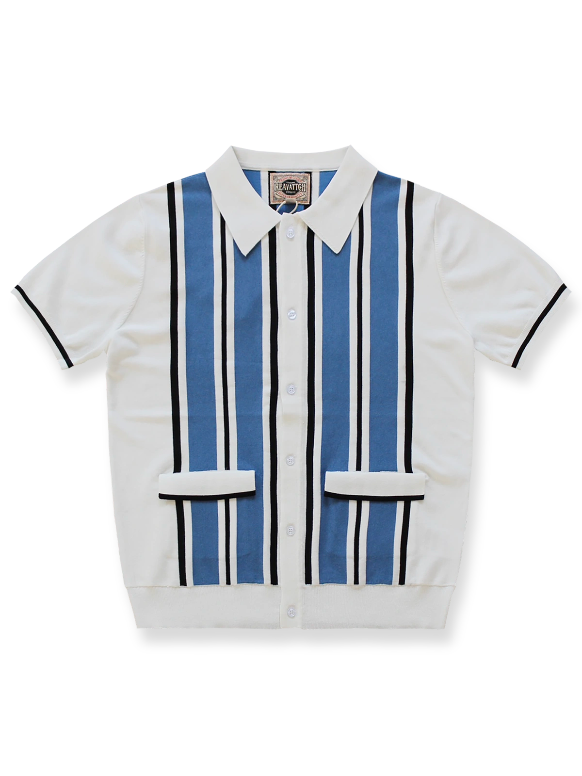 高密度コットン素材のストライプ半袖ポロシャツ