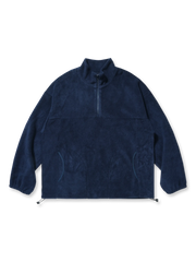 軽量で暖かく通気性に優れたハイネック半開襟ジッパーフリーススウェット、袖口のゴム入りデザインと調節可能な裾ドローコード付きで防風性と快適な着心地を実現