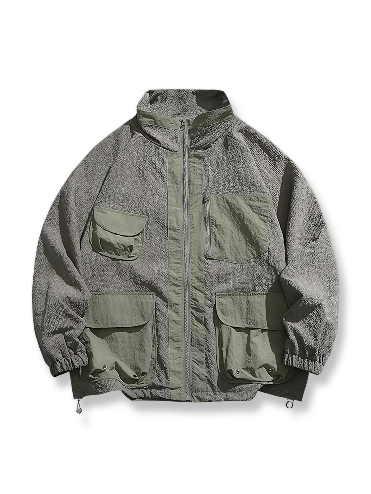 立体ポケット付きの高機能立襟ジャケット