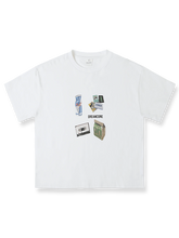 趣味柄クロップドTシャツ。
